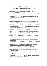 English Worksheet: Vocabulary revision