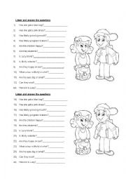 English Worksheet: Look and Answer
