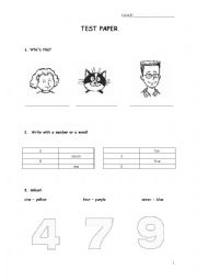 English Worksheet: HAPPY STREET 1 TEST PAPER