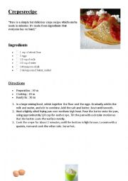 English Worksheet: Crepes recipe