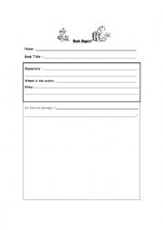 English Worksheet: Book report for beginners