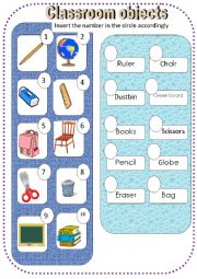 English Worksheet: Classroom Objects