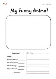 English Worksheet: My funny animal creative writing