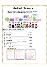 English Worksheet: Ordinal Numbers