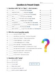 English Worksheet: Questions in Present Simple