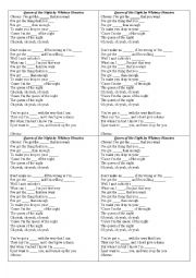 English Worksheet: Queen of the night song worksheet