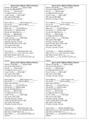 Queen of the night song worksheet