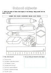 English Worksheet: school objects