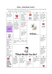 English Worksheet: second conditional(type 2) board game