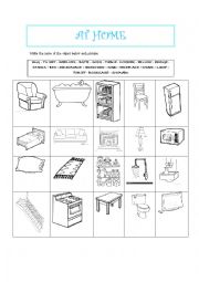 English Worksheet: AT HOME (Household items)