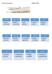 word formation / adjective endings