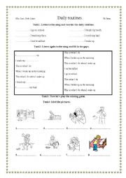 English Worksheet: daily routines