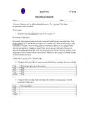 English Worksheet: Use of be + going to for future arrangements and connectors. 