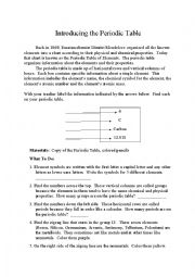 English Worksheet: Introduction to the Periodic Table