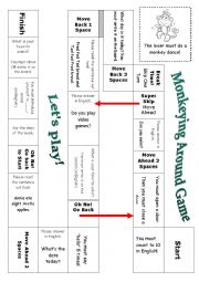 English Worksheet: Monkeying Around Board Game