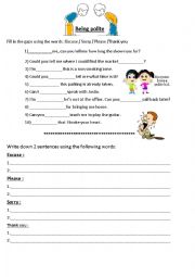 English Worksheet: Polite expressions (manners)