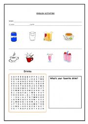 English Worksheet: Drinks