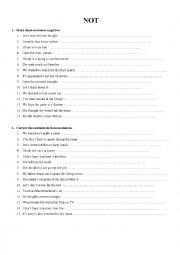 English Worksheet: the negation