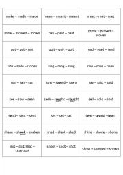 English Worksheet: Irregular verbs part 4 (memory cards)