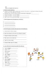 English Worksheet: test book speak out elementary (unit 3)