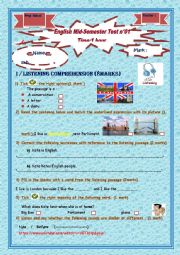 English Worksheet: A listening test