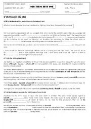 English Worksheet: mid term test 1 9th form Gabes pioneer school