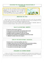 English Worksheet: WRITING - ECOTOURISM _ PROS AND CONS