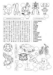 English Worksheet: WORDSEARCH - TOYS