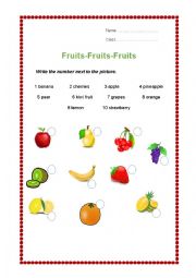 English Worksheet: Fruits - Picture-Dictionary