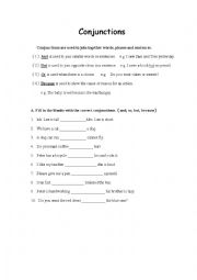 English Worksheet: Conjunctions