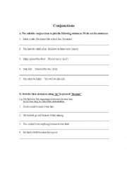 English Worksheet: Conjunctions