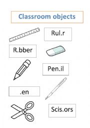 English Worksheet: Classroom objects