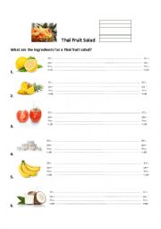 English Worksheet: Thai Fruit Salad   