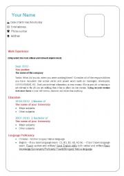 English Worksheet: How to write a CV in English?