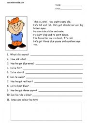 English Worksheet: Reading