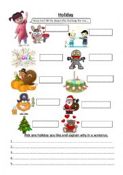 USA American and Thai Holidays worksheet