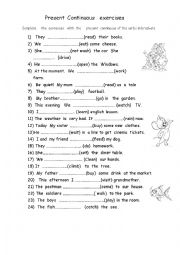 present continuous  tense  exercises