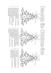 English Worksheet: Decorate the Christmas Tree