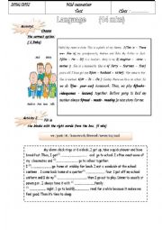 English Worksheet: test 1    7th form      