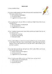 English Worksheet: Practice writing for the pet exam