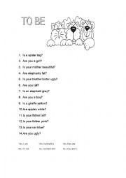 English Worksheet: verb to be