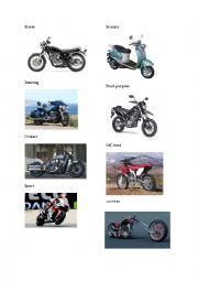 English Worksheet: Types of motorbikes
