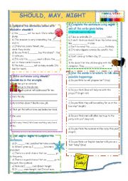 English Worksheet: Modals - should, may, might