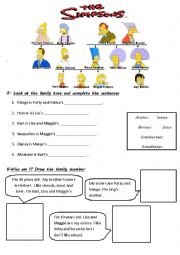 English Worksheet: Family members - The Simpsons
