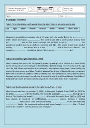 English Worksheet: Mid semester test n 2 1st form