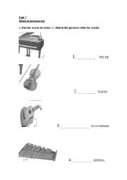 English Worksheet: Musical Instruments