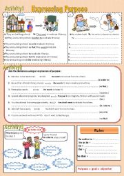 English Worksheet: Expressing Purpose