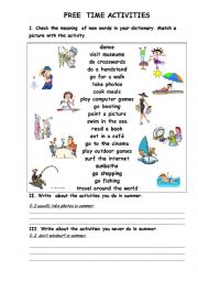 English Worksheet: free time activities