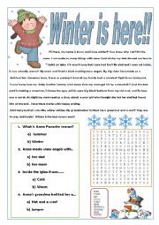 English Worksheet: Winter is here!