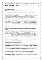 English Worksheet: MID SEMESTER testN2 3RD FORM